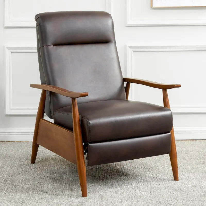 Fauteuil inclinable à dossier basculant en bois rembourré