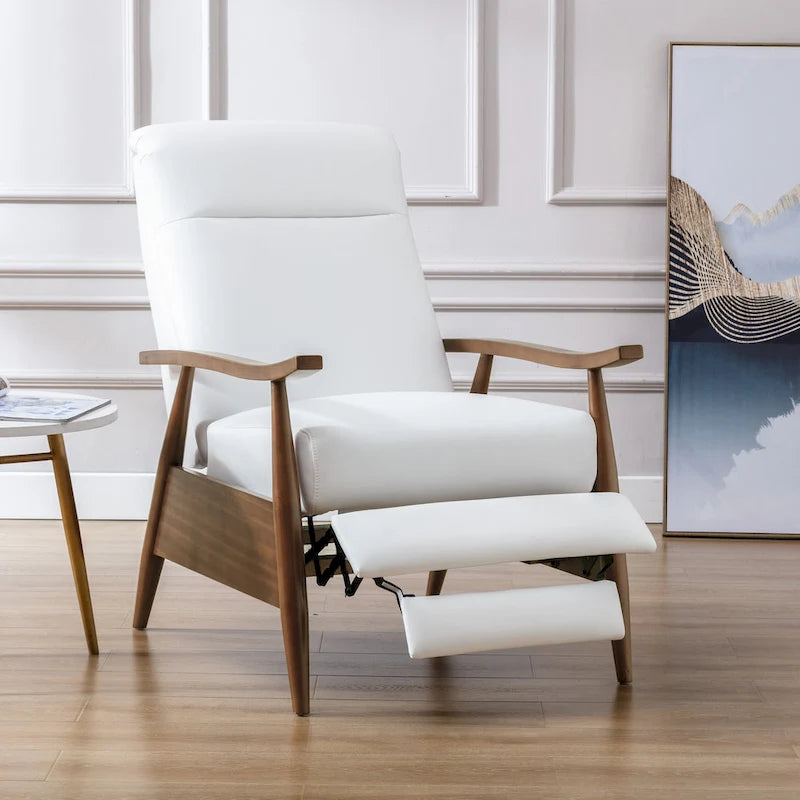 Fauteuil inclinable à dossier basculant en bois rembourré