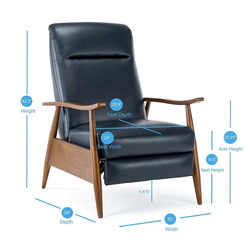 Fauteuil inclinable à dossier basculant en bois rembourré