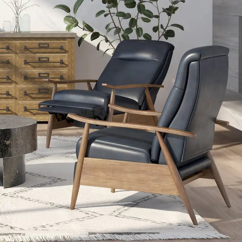 Fauteuil inclinable à dossier basculant en bois rembourré