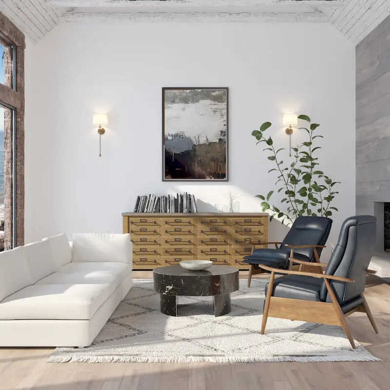 Fauteuil inclinable à dossier basculant en bois rembourré