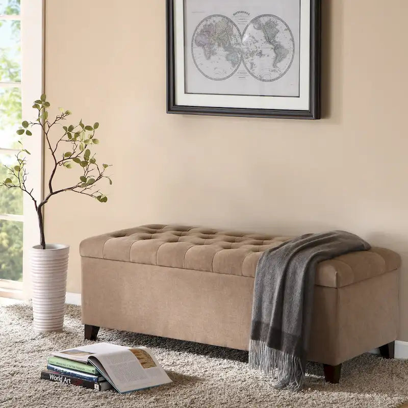 Madison Park Sasha Tufted Top Upholstered Storage Bench