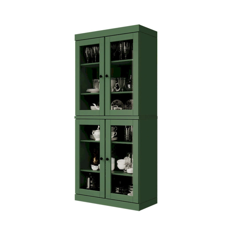 Garde-manger en bois massif à 100 % avec portes en verre dépoli, en verre transparent ou pleines et étagères réglables