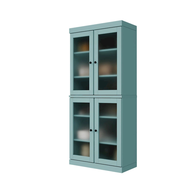 Garde-manger en bois massif à 100 % avec portes en verre dépoli, en verre transparent ou pleines et étagères réglables