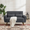 Kleines getuftetes Zweisitzersofa, 48.82 Zoll, mit 2 Kissen und konischen Holzbeinen