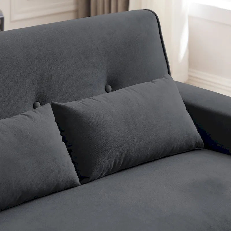 Kleines getuftetes Zweisitzersofa, 48.82 Zoll, mit 2 Kissen und konischen Holzbeinen