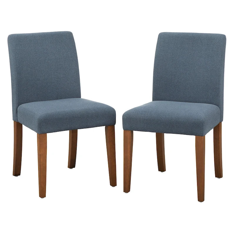 Chaises de salle à manger rembourrées en tissu rose avec pieds en bois, lot de 2