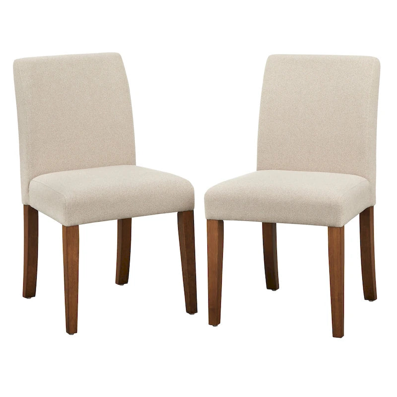 Chaises de salle à manger rembourrées en tissu rose avec pieds en bois, lot de 2