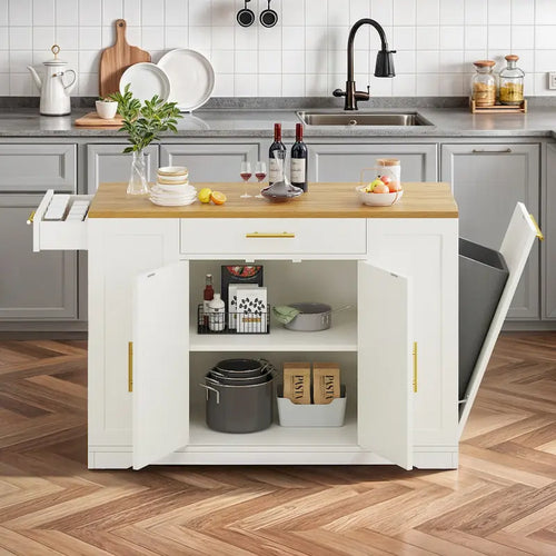 Rollbarer Kücheninsel-Schrank mit Stauraum, 53 Zoll, tragbarer Küchenwagen