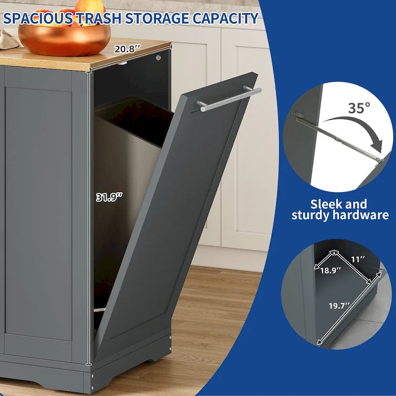 Îlot de cuisine roulant de 53 pouces avec placard de rangement, chariot de cuisine portable et mobile