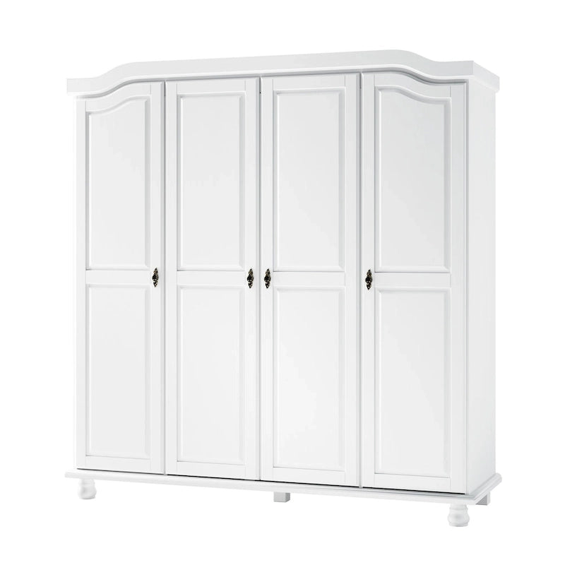 Armoire Kyle à 4 portes en bois massif à 100 %, avec portes en bois massif ou miroir