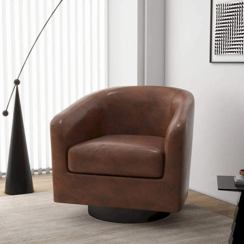 Moderne drehbare Akzentsessel mit 360°-Funktion, Sessel mit Schalenform und Armlehnen