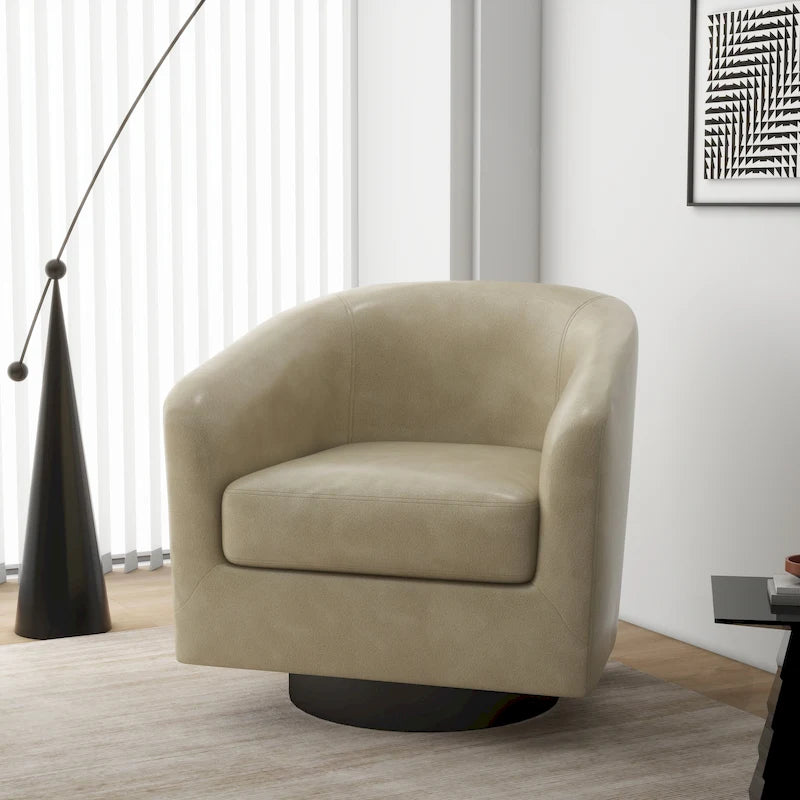 Moderne drehbare Akzentsessel mit 360°-Funktion, Sessel mit Schalenform und Armlehnen
