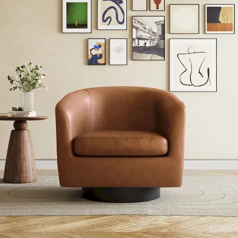 Fauteuils d’appoint modernes pivotants à 360°, fauteuils tonneau avec accoudoirs