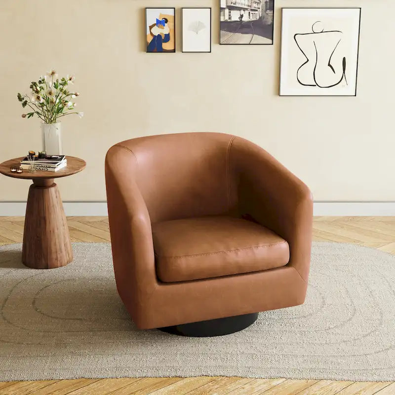 Fauteuils d’appoint modernes pivotants à 360°, fauteuils tonneau avec accoudoirs