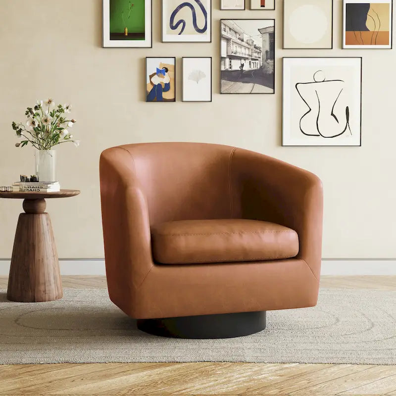 Fauteuils d’appoint modernes pivotants à 360°, fauteuils tonneau avec accoudoirs