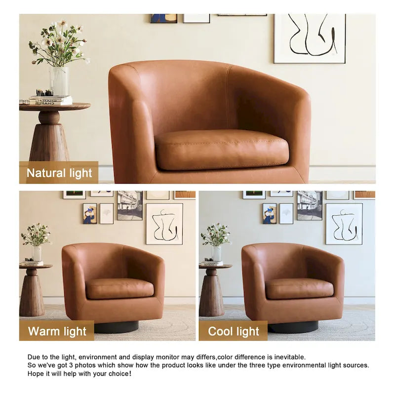 Fauteuils d’appoint modernes pivotants à 360°, fauteuils tonneau avec accoudoirs