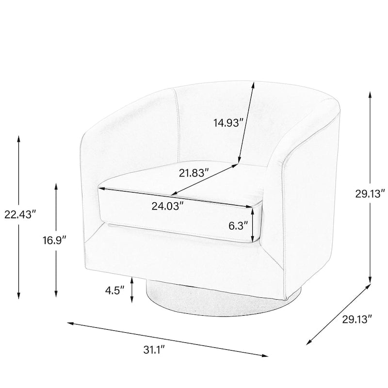 Fauteuils d’appoint modernes pivotants à 360°, fauteuils tonneau avec accoudoirs