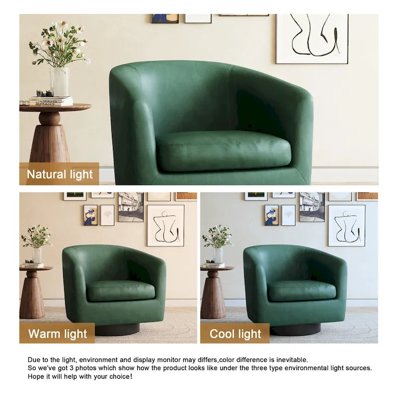 Fauteuils d’appoint modernes pivotants à 360°, fauteuils tonneau avec accoudoirs