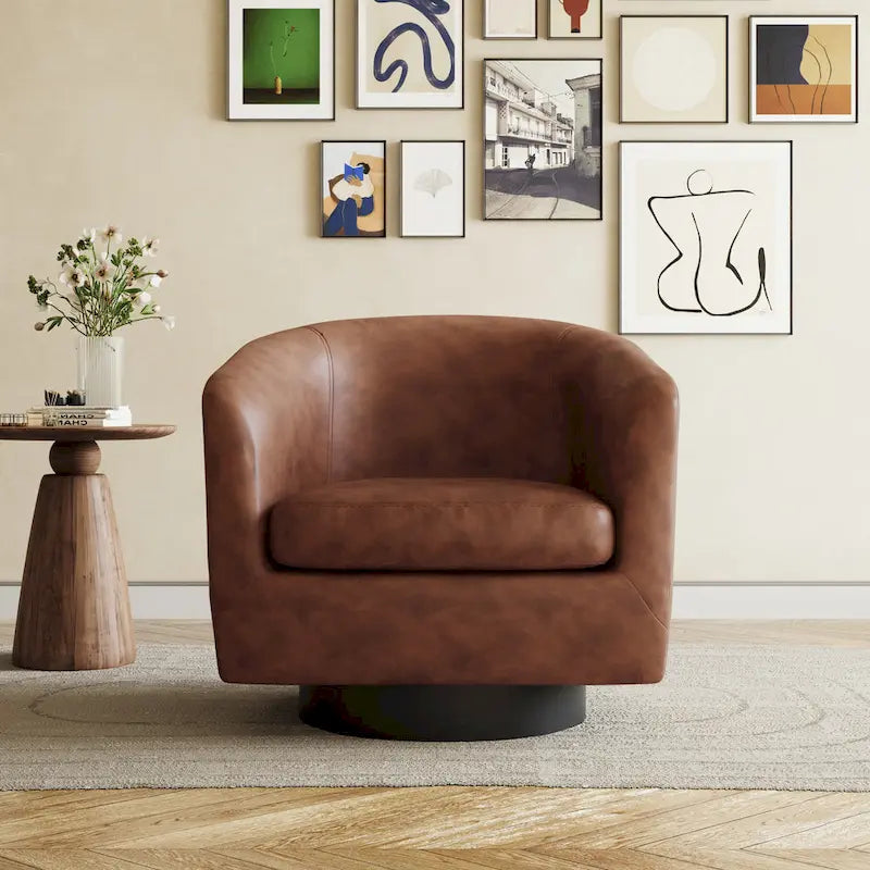 Fauteuils d’appoint modernes pivotants à 360°, fauteuils tonneau avec accoudoirs