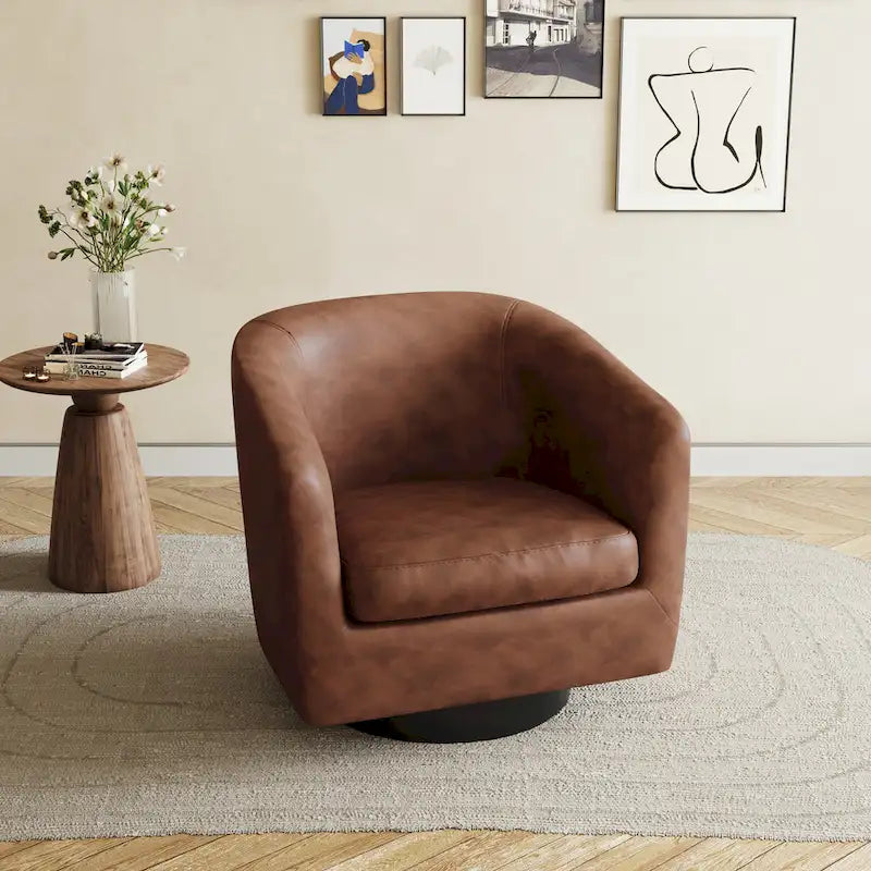 Fauteuils d’appoint modernes pivotants à 360°, fauteuils tonneau avec accoudoirs