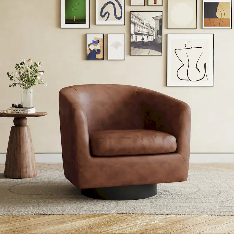 Fauteuils d’appoint modernes pivotants à 360°, fauteuils tonneau avec accoudoirs