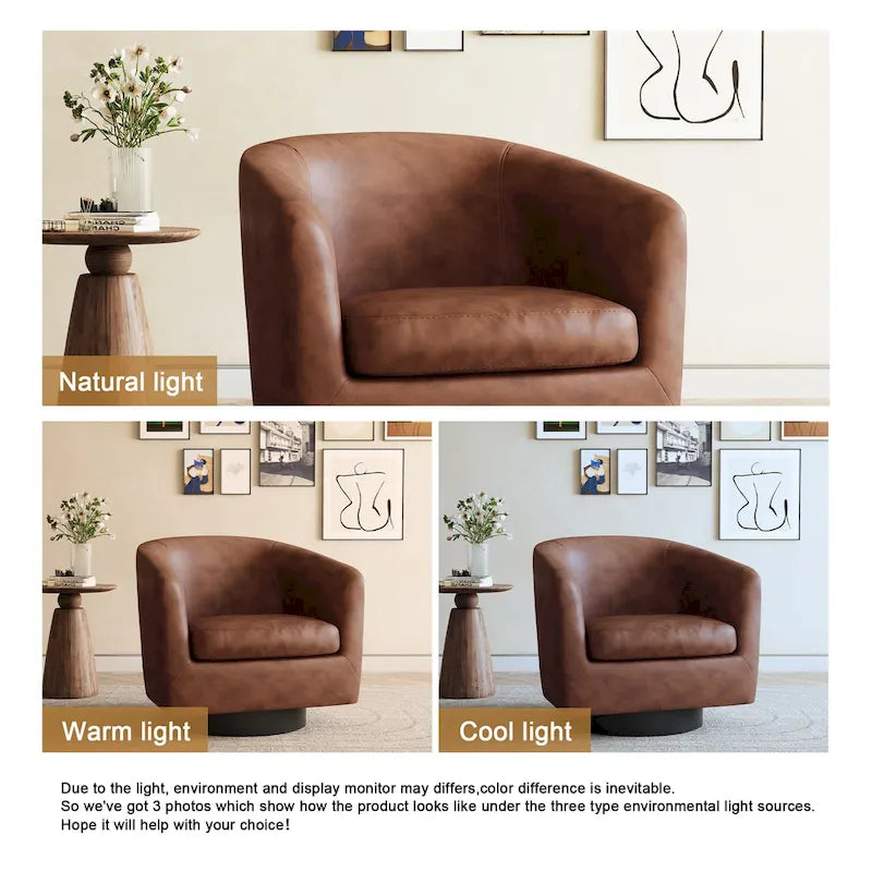 Fauteuils d’appoint modernes pivotants à 360°, fauteuils tonneau avec accoudoirs