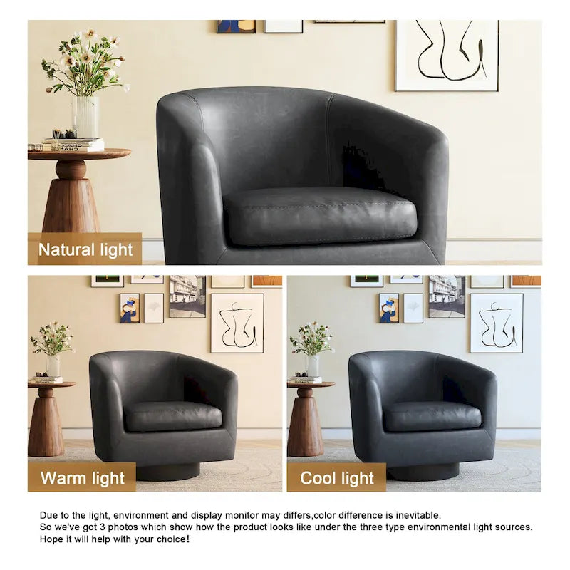 Fauteuils d’appoint modernes pivotants à 360°, fauteuils tonneau avec accoudoirs