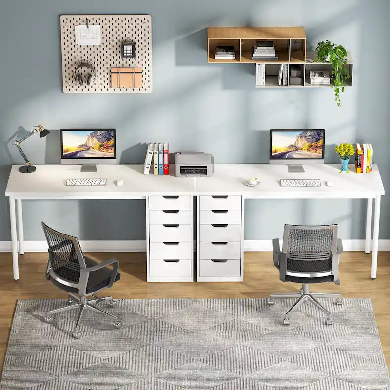 Bureau d’ordinateur de 47 pouces avec 5 tiroirs, bureau en bois et métal pour le bureau ou le salon