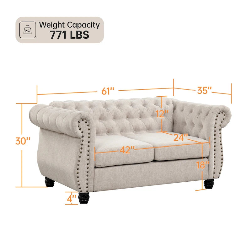 Getuftetes, gepolstertes 2-Sitzer-Sofa