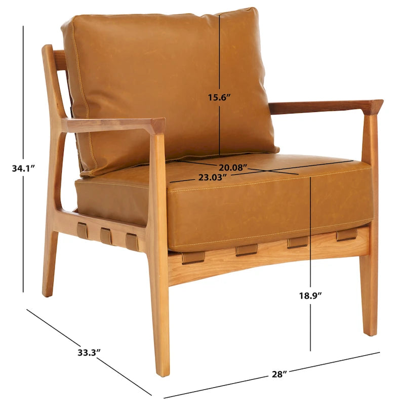 Akzentstuhl aus Massivholz mit Kissen (vollständig montiert) - 28 Zoll B x 33 Zoll T x 34 Zoll H - 28Bx33Tx34H