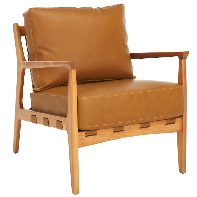 Akzentstuhl aus Massivholz mit Kissen (vollständig montiert) - 28 Zoll B x 33 Zoll T x 34 Zoll H - 28Bx33Tx34H