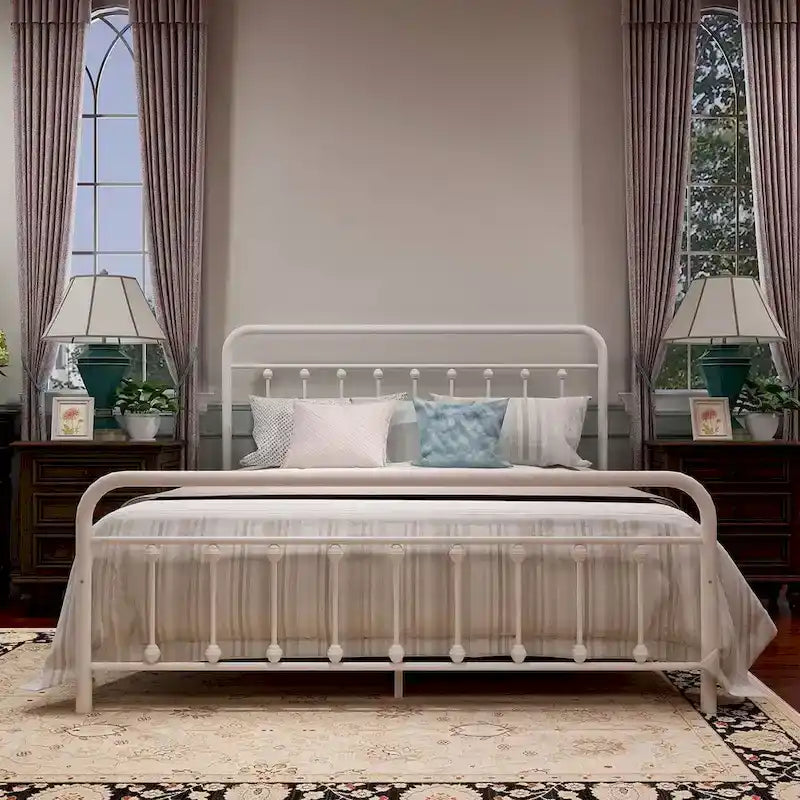 Estructura de cama de plataforma metálica vintage sencilla, de fácil montaje