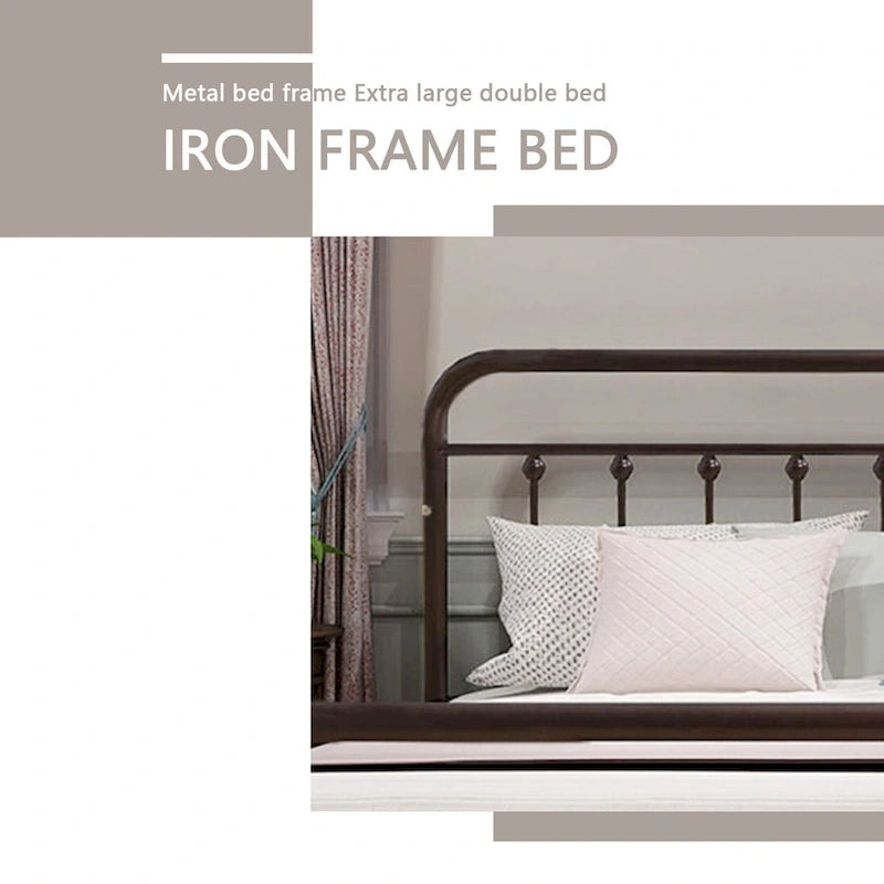 Estructura de cama de plataforma metálica vintage sencilla, de fácil montaje