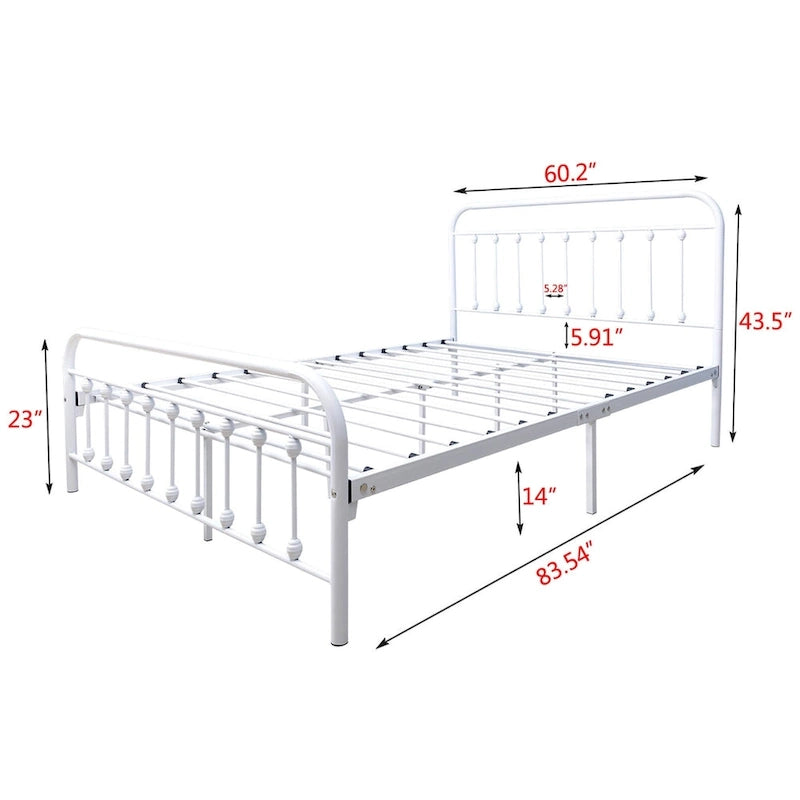 Estructura de cama de plataforma metálica vintage sencilla, de fácil montaje