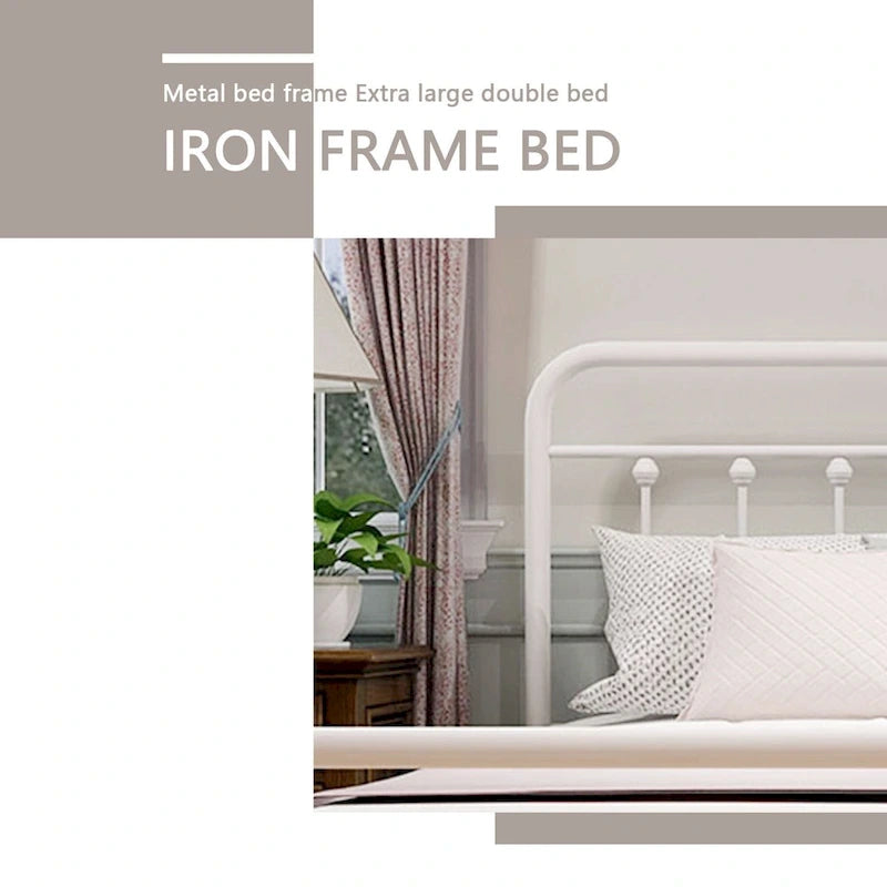 Estructura de cama de plataforma metálica vintage sencilla, de fácil montaje