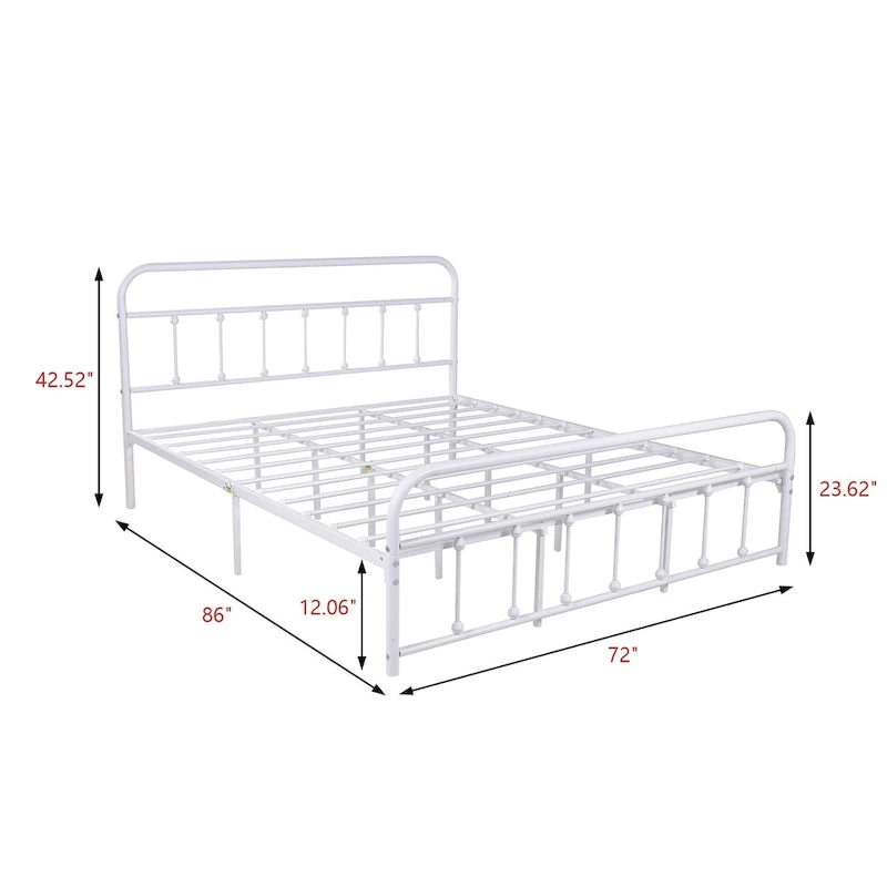 Estructura de cama de plataforma metálica vintage sencilla, de fácil montaje