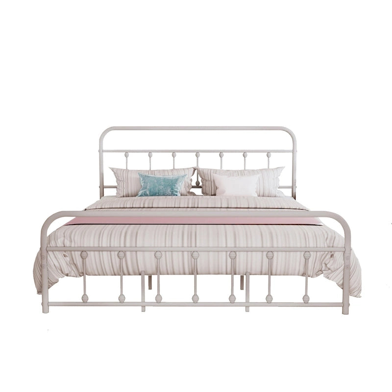 Estructura de cama de plataforma metálica vintage sencilla, de fácil montaje