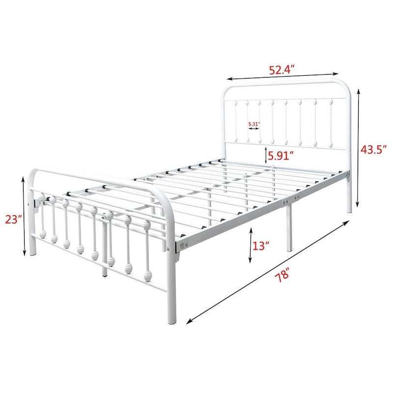 Estructura de cama de plataforma metálica vintage sencilla, de fácil montaje