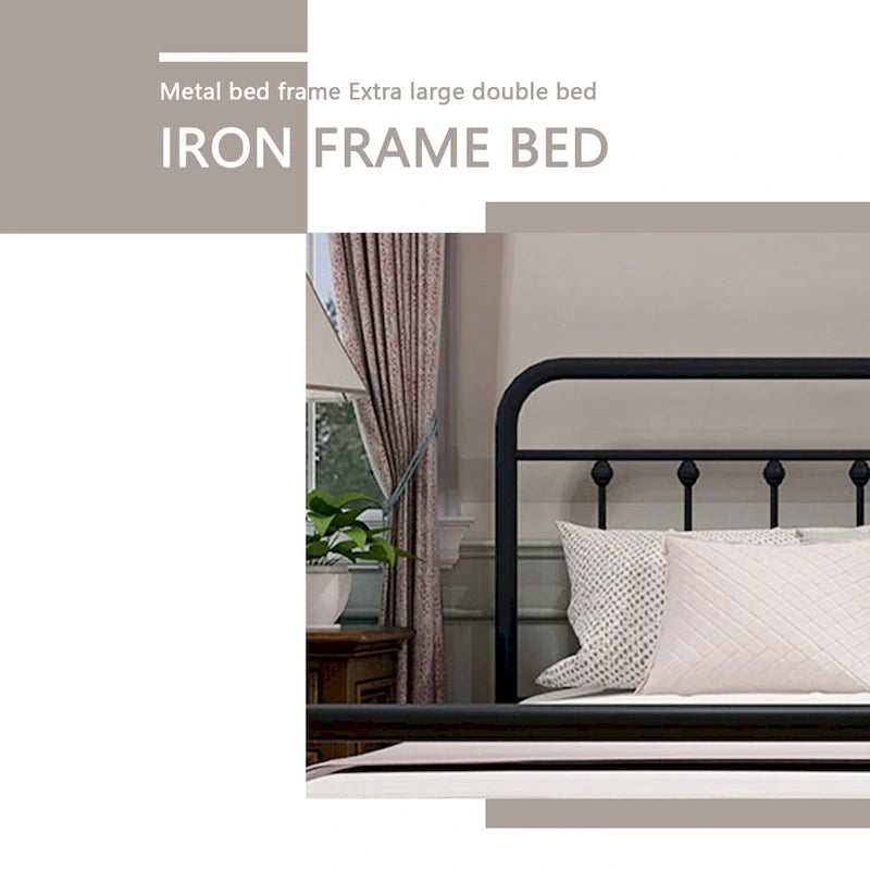 Estructura de cama de plataforma metálica vintage sencilla, de fácil montaje