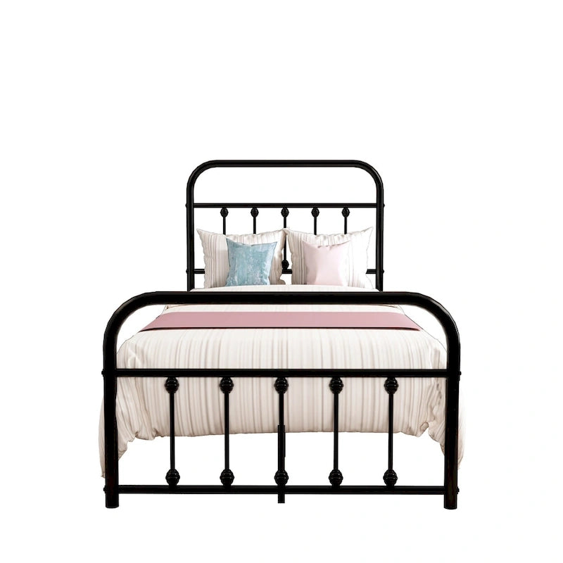 Estructura de cama de plataforma metálica vintage sencilla, de fácil montaje