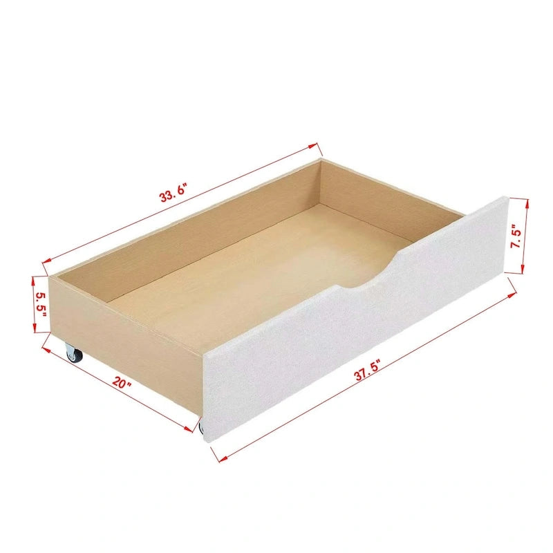 Tagesbett mit Schubladen, gepolstert und getuftet