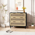 Meuble de rangement en rotin à 3 tiroirs, commode à tiroirs en rotin