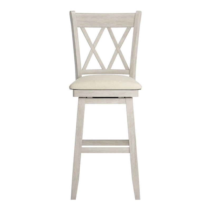 Tabouret de bar pivotant en bois avec dossier à double X