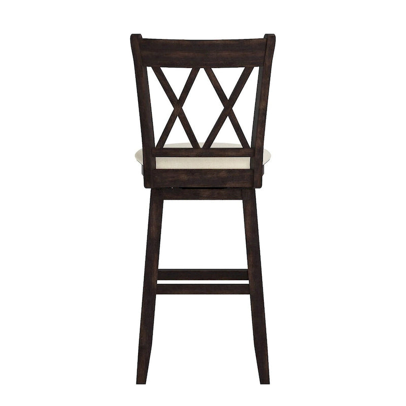 Tabouret de bar pivotant en bois avec dossier à double X