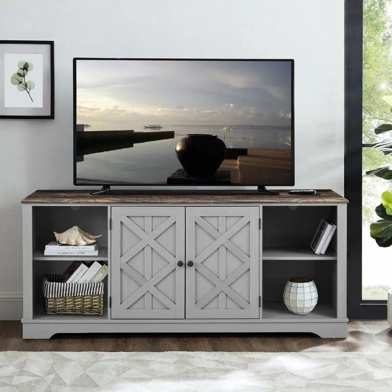 Meuble TV rustique extra-large de 70 pouces pour téléviseurs de 80 pouces - finition bois naturel