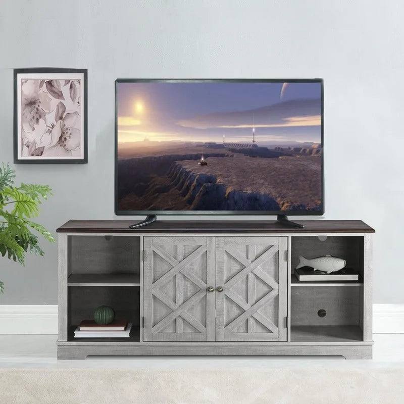 Extra breiter, rustikaler TV-Ständer, 70 Zoll, für 80-Zoll-Fernseher - Naturholzoptik