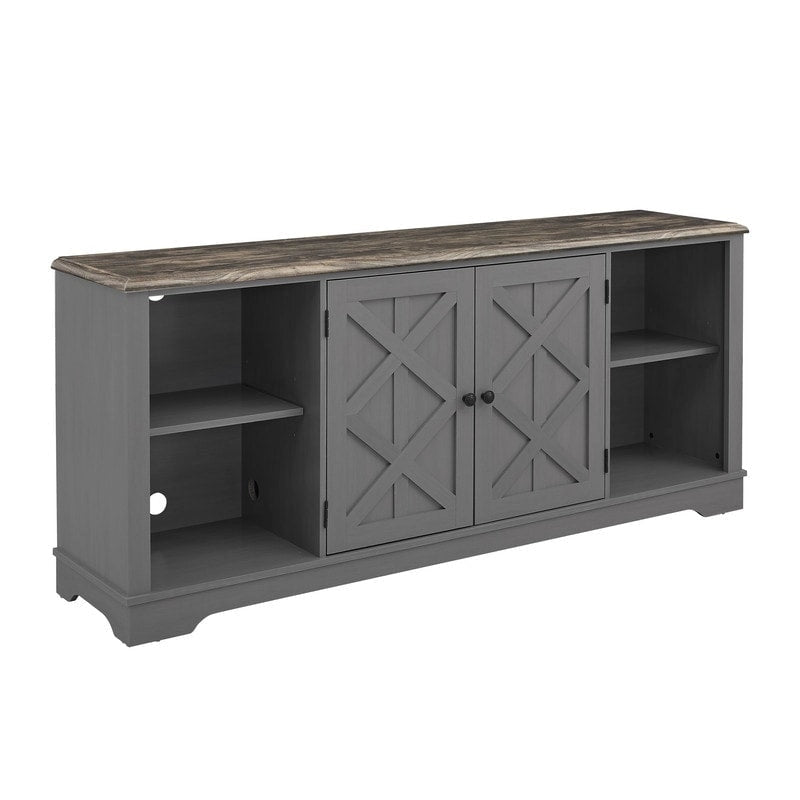 Extra breiter, rustikaler TV-Ständer, 70 Zoll, für 80-Zoll-Fernseher - Naturholzoptik