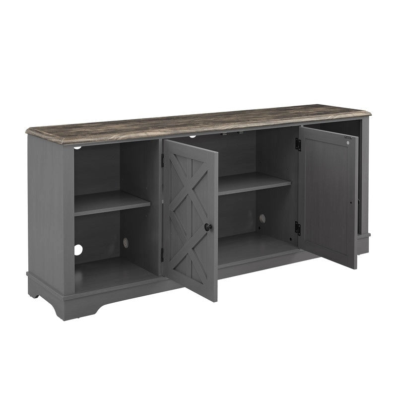 Extra breiter, rustikaler TV-Ständer, 70 Zoll, für 80-Zoll-Fernseher - Naturholzoptik