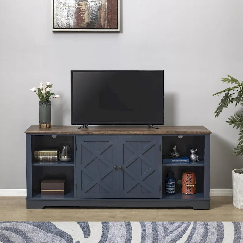 Extra breiter, rustikaler TV-Ständer, 70 Zoll, für 80-Zoll-Fernseher - Naturholzoptik